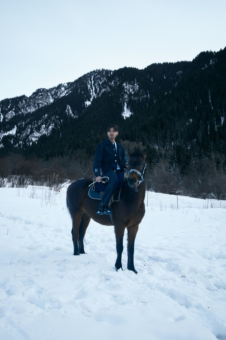 KESH denim worn on horseback in the mountains
